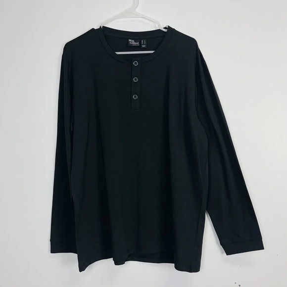Men with Control Henley Shirt Mens Size Large Black Tee Long Sleeve Tee Cotton - Picture 1 of 7